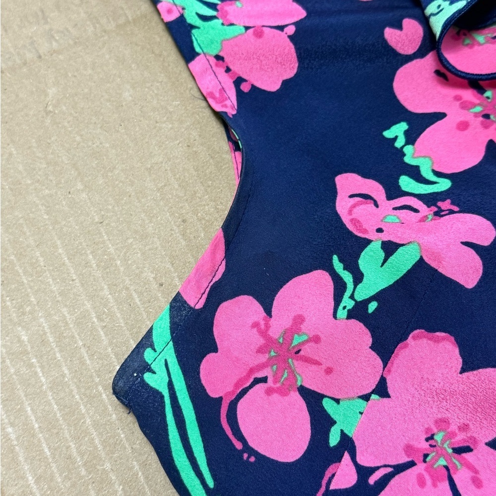 Lilly Pulitzer Allison Floral Ruffle Sleeveless Blouse V-Neck Preppy Spring - Picture 5 of 9